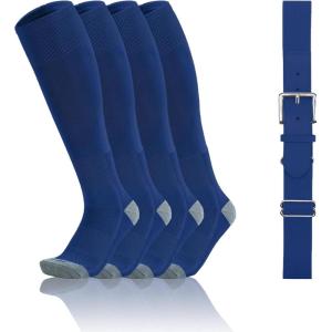 imageQBK 216Y Toddler Baseball Socks And Belt Youth Softball Tee Ball Combo Set for Boy Girl 2 Pairs of Socks ampamp 1 BeltIbaseball Socksroyal Blue