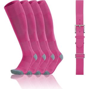 imageQBK 216Y Toddler Baseball Socks And Belt Youth Softball Tee Ball Combo Set for Boy Girl 2 Pairs of Socks ampamp 1 BeltJsoftbal Socksroseo