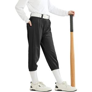 imageQBK 2T 3T 4T 5T Toddler Girls Softball Pants Boys Baseball Pant tee Ball Pants Fastpitch Pants with PocketsBlack