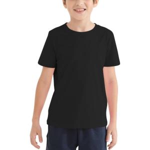imageQBK 2T12Y Boys T Shirts Short Sleeve Tees 100 Cotton Crewneck Soft Basic Summer Top Solid Toddler Kids Tee ShirtBlack