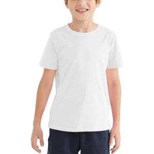imageQBK 2T12Y Boys T Shirts Short Sleeve Tees 100 Cotton Crewneck Soft Basic Summer Top Solid Toddler Kids Tee ShirtWhite