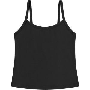 imageQBK 2T12Years Girls Camisole Tank Tops Cotton Camis Sleeveless Spaghetti Undershirts for Dance and GymnasticsBlack