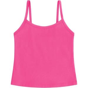 imageQBK 2T12Years Girls Camisole Tank Tops Cotton Camis Sleeveless Spaghetti Undershirts for Dance and GymnasticsNeon Pink