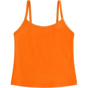 imageQBK 2T12Years Girls Camisole Tank Tops Cotton Camis Sleeveless Spaghetti Undershirts for Dance and GymnasticsOrange