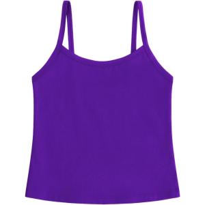 imageQBK 2T12Years Girls Camisole Tank Tops Cotton Camis Sleeveless Spaghetti Undershirts for Dance and GymnasticsPurple