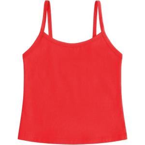 imageQBK 2T12Years Girls Camisole Tank Tops Cotton Camis Sleeveless Spaghetti Undershirts for Dance and GymnasticsRed