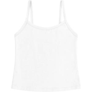 imageQBK 2T12Years Girls Camisole Tank Tops Cotton Camis Sleeveless Spaghetti Undershirts for Dance and GymnasticsWhite