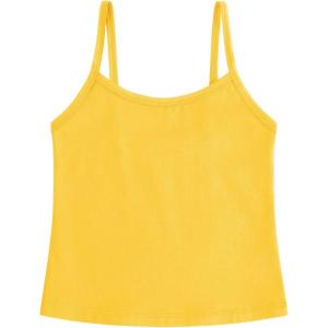 imageQBK 2T12Years Girls Camisole Tank Tops Cotton Camis Sleeveless Spaghetti Undershirts for Dance and GymnasticsYellow