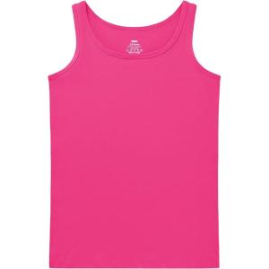 imageQBK 2T13Years Girls Tank Tops Cotton Dance Basic Sleeveless Undershirts for Gymnastics Ballet DancewearNeon Pink