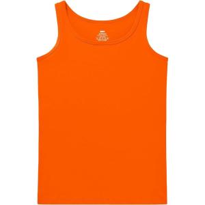 imageQBK 2T13Years Girls Tank Tops Cotton Dance Basic Sleeveless Undershirts for Gymnastics Ballet DancewearOrange