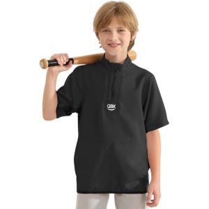 imageQBK 2T17Y Toddler Baseball Cage Jacket Kids Batting Pullover Youth Windbreaker for boys and girlsBlack