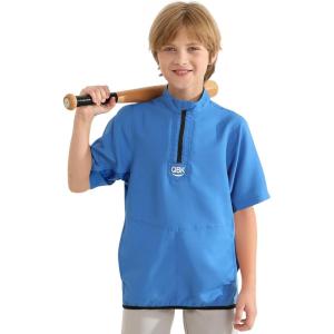 imageQBK 2T17Y Toddler Baseball Cage Jacket Kids Batting Pullover Youth Windbreaker for boys and girlsBlue