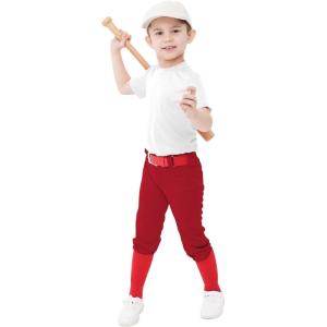 imageQBK 2T17Y Toddler Baseball Pants Youth Softball Pants Kids Tee Ball Pants for Boy GirlFbaseball Pantsred