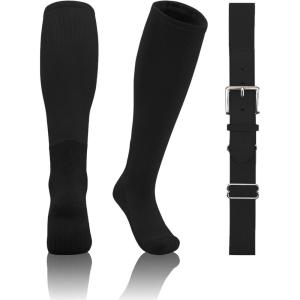 imageQBK 2T3T4T5T Toddler Baseball Socks And Belt Youth Softball Tee Ball Combo Set for Boy Girl 1 Pairs of Socks ampamp 1 BeltBlack