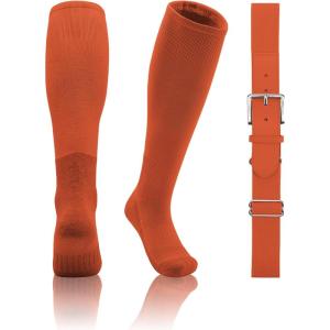 imageQBK 2T3T4T5T Toddler Baseball Socks And Belt Youth Softball Tee Ball Combo Set for Boy Girl 1 Pairs of Socks ampamp 1 BeltOrange