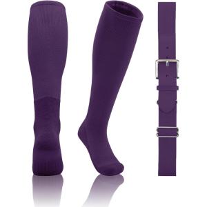 imageQBK 2T3T4T5T Toddler Baseball Socks And Belt Youth Softball Tee Ball Combo Set for Boy Girl 1 Pairs of Socks ampamp 1 BeltPurple