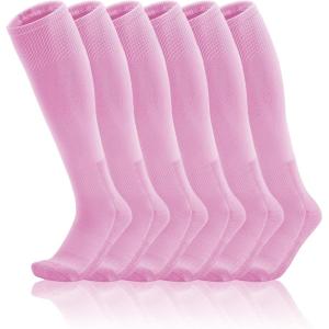 imageQBK 2T3T4T5T Toddler To Youth BaseballSoftball Socks  Soccer TBall Team Sport Socks For Kids Boys And Girls3 PairsBaby Pink