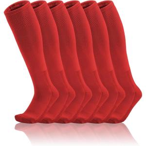 imageQBK 2T3T4T5T Toddler To Youth BaseballSoftball Socks  Soccer TBall Team Sport Socks For Kids Boys And Girls3 PairsRed