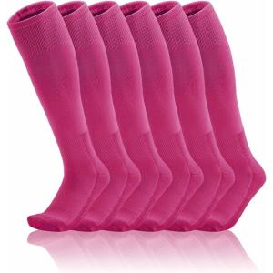 imageQBK 2T3T4T5T Toddler To Youth BaseballSoftball Socks  Soccer TBall Team Sport Socks For Kids Boys And Girls3 PairsRose Red