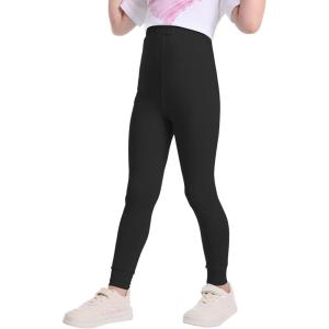 imageQBK 3T 4T 5T to 12Y Girls Leggings Cotton Footless Tights Soft and StretchyBlack