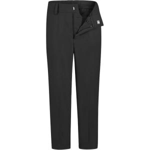 imageQBK Boys Flat Front Dress Pants Uniform Pants Adjustable Waistband for Toddler to Youth with PocketsBlack