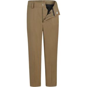 imageQBK Boys Flat Front Dress Pants Uniform Pants Adjustable Waistband for Toddler to Youth with PocketsDark Khaki