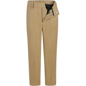 imageQBK Boys Flat Front Dress Pants Uniform Pants Adjustable Waistband for Toddler to Youth with PocketsKhaki