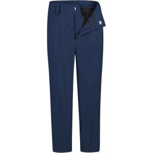 imageQBK Boys Flat Front Dress Pants Uniform Pants Adjustable Waistband for Toddler to Youth with PocketsRoyal Blue