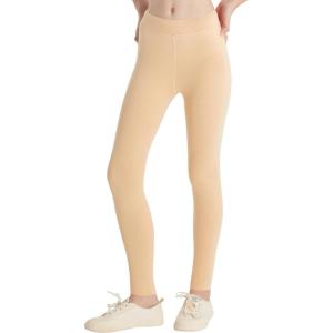 imageQBK GirlsCotton Leggings 2T 3T 4T 5T to 12 Years  Ultra Soft ampamp Comfortable Footless Tights for Toddler to KidsBeige