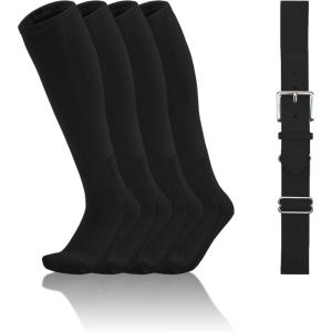imageQBK Toddler Baseball Socks And Belt Youth Softball Tee Ball Combo Set for Boy Girl 2 Pairs of Socks ampamp 1 BeltBlack