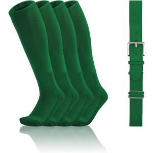imageQBK Toddler Baseball Socks And Belt Youth Softball Tee Ball Combo Set for Boy Girl 2 Pairs of Socks ampamp 1 BeltGreen
