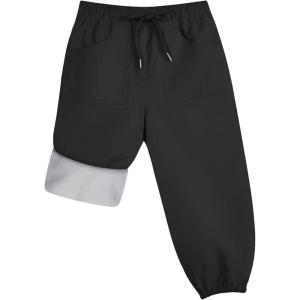 imageQBK Toddler Snow Pants Kids Fleece Lined Waterproof Ski Pants For Boys And GirlsBlack