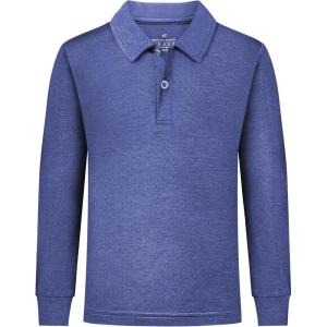 imageQBK Toddler to Youth Boys Performance Golf Polo Kids Athletic Moisture Wicking Long Sleeve Shirts School UniformMidnight Purple