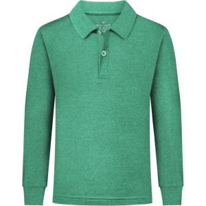 imageQBK Toddler to Youth Boys Performance Golf Polo Kids Athletic Moisture Wicking Long Sleeve Shirts School UniformSpring Green