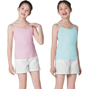 imageQBK Training Bras for Teens Girls from 6 7 8 9 10 12 Years Old Camisoles Bralette Bras with Shelf Bra 234PackPink Blue