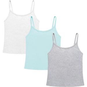 imageQBK Training Bras for Teens Girls from 6 7 8 9 10 12 Years Old Camisoles Bralette Bras with Shelf Bra 234PackWhite Blue Grey