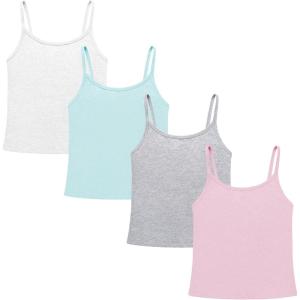 imageQBK Training Bras for Teens Girls from 6 7 8 9 10 12 Years Old Camisoles Bralette Bras with Shelf Bra 234PackWhite Blue Grey Pink