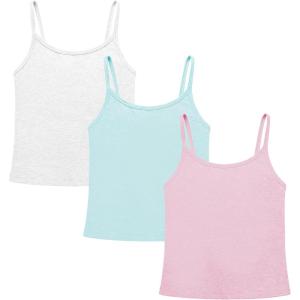imageQBK Training Bras for Teens Girls from 6 7 8 9 10 12 Years Old Camisoles Bralette Bras with Shelf Bra 234PackWhite Blue Pink