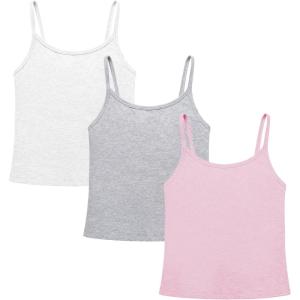 imageQBK Training Bras for Teens Girls from 6 7 8 9 10 12 Years Old Camisoles Bralette Bras with Shelf Bra 234PackWhite Grey Pink