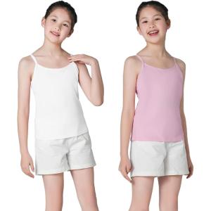 imageQBK Training Bras for Teens Girls from 6 7 8 9 10 12 Years Old Camisoles Bralette Bras with Shelf Bra 234PackWhite Pink