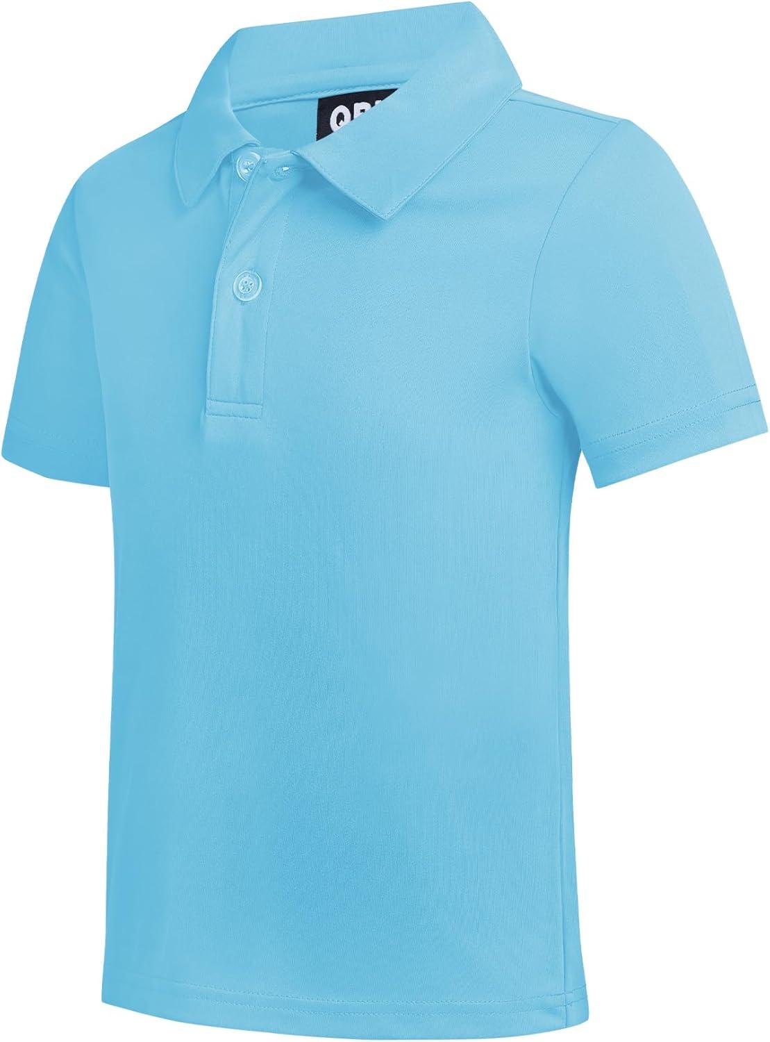 imageQBK Toddler to Youth Boys Performance Polo Kids Collared Golf Shirt School UniformBaby Blue
