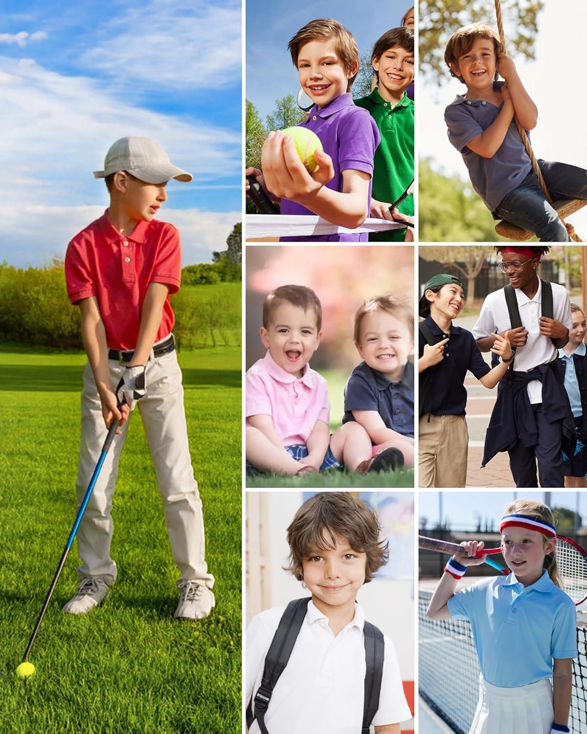 imageQBK Toddler to Youth Boys Performance Polo Kids Collared Golf Shirt School UniformOrange