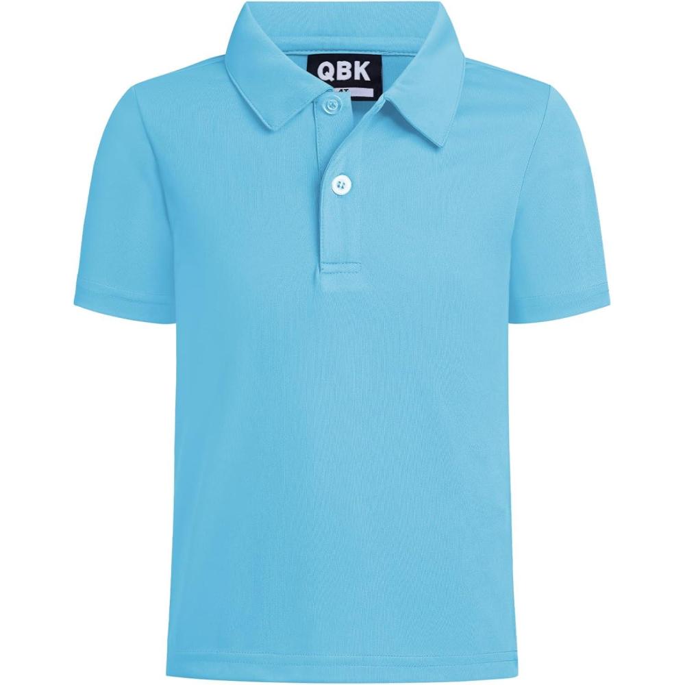 imageQBK Toddler to Youth Boys Performance Polo Kids Collared Golf Shirt School UniformBaby Blue