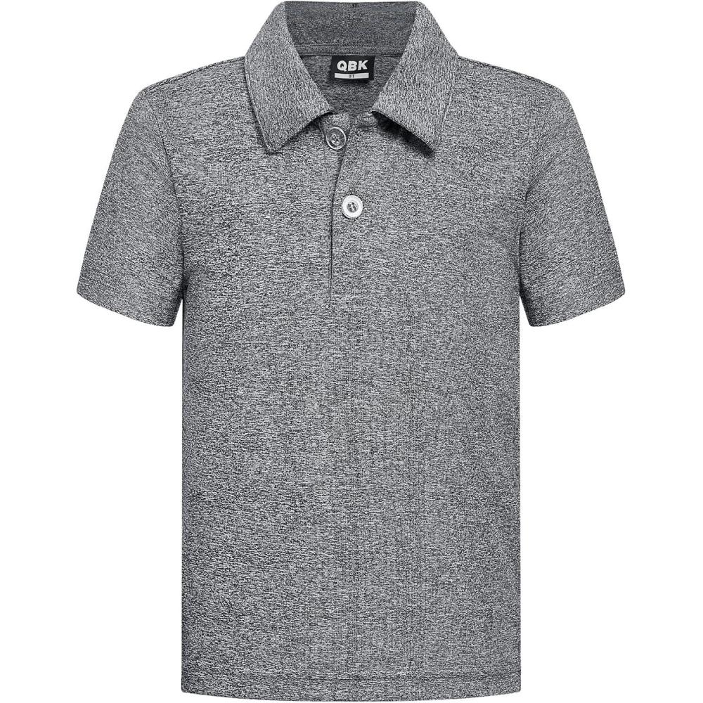 imageQBK Toddler to Youth Boys Performance Polo Kids Collared Golf Shirt School UniformHeather Grey