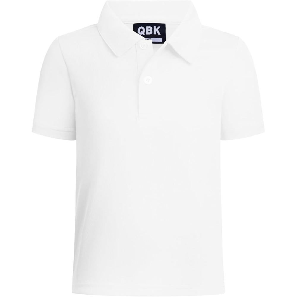 imageQBK Toddler to Youth Boys Performance Polo Kids Collared Golf Shirt School UniformWhite