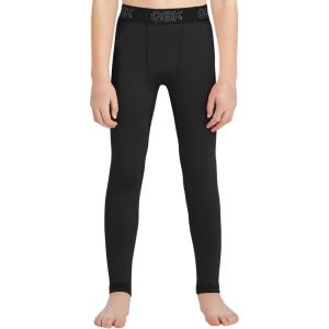 image:imageQBK Toddler Boys 2T to Youth Compression Pants Base Layer Leggings Tights for Basketball Soccer Football BaseballBlack