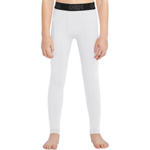 image:imageQBK Toddler Boys 2T to Youth Compression Pants Base Layer Leggings Tights for Basketball Soccer Football BaseballWhite