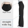 image:imageQBK Wide Leg Scrub Pants for Women  High Rise Straight Wide Leg Yoga Scrub Uniform Pants AntiWrinkle amp Knit Yoga WaistbandBlack