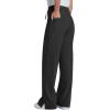 image:imageQBK Wide Leg Scrub Pants for Women  High Rise Straight Wide Leg Yoga Scrub Uniform Pants AntiWrinkle amp Knit Yoga WaistbandBlack