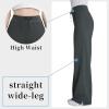 image:imageQBK Wide Leg Scrub Pants for Women  High Rise Straight Wide Leg Yoga Scrub Uniform Pants AntiWrinkle amp Knit Yoga WaistbandGrey